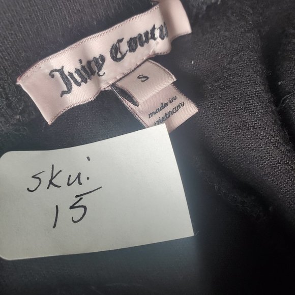 JUICY COUTURE Womens Sweatpants Jogger Size S 29x27 Black Velvet Tight Ankle - Picture 11 of 11